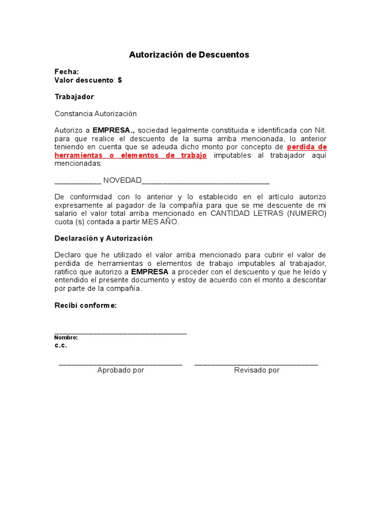 Acta de Descuento PDF