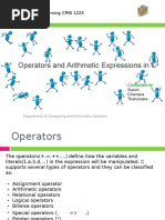 Operators and Arithmetic Expressions in C: Computer Programming CMIS 1223