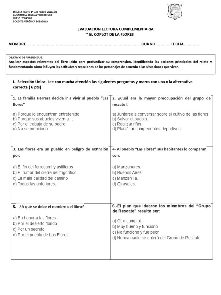 Prueba El Complot de Las Flores PDF