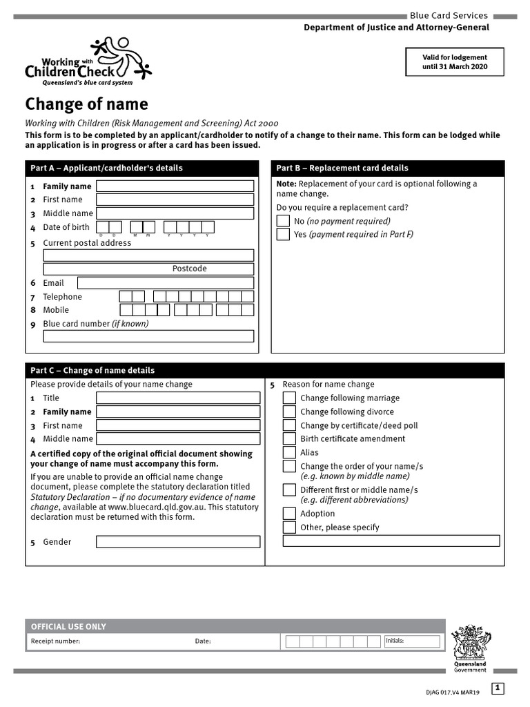 DJAG108 Change of Name | Government Information | Government