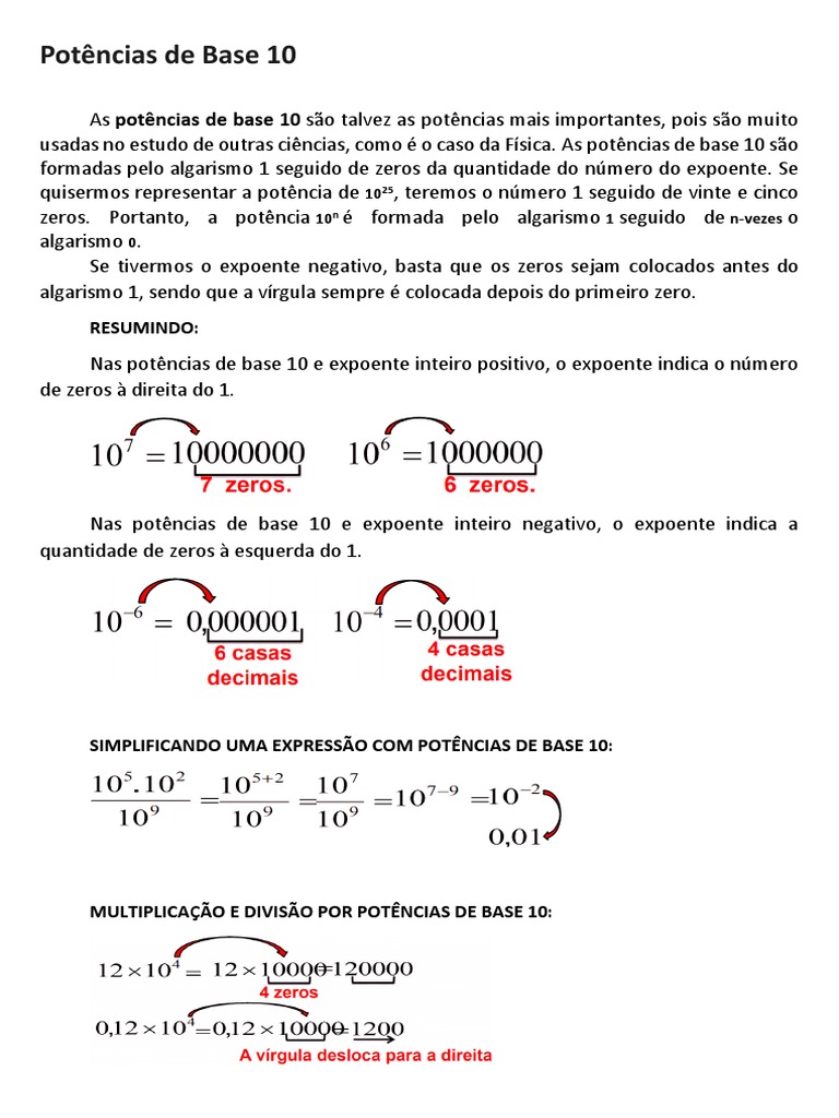 Representar números em notação científica e expoente inteiro