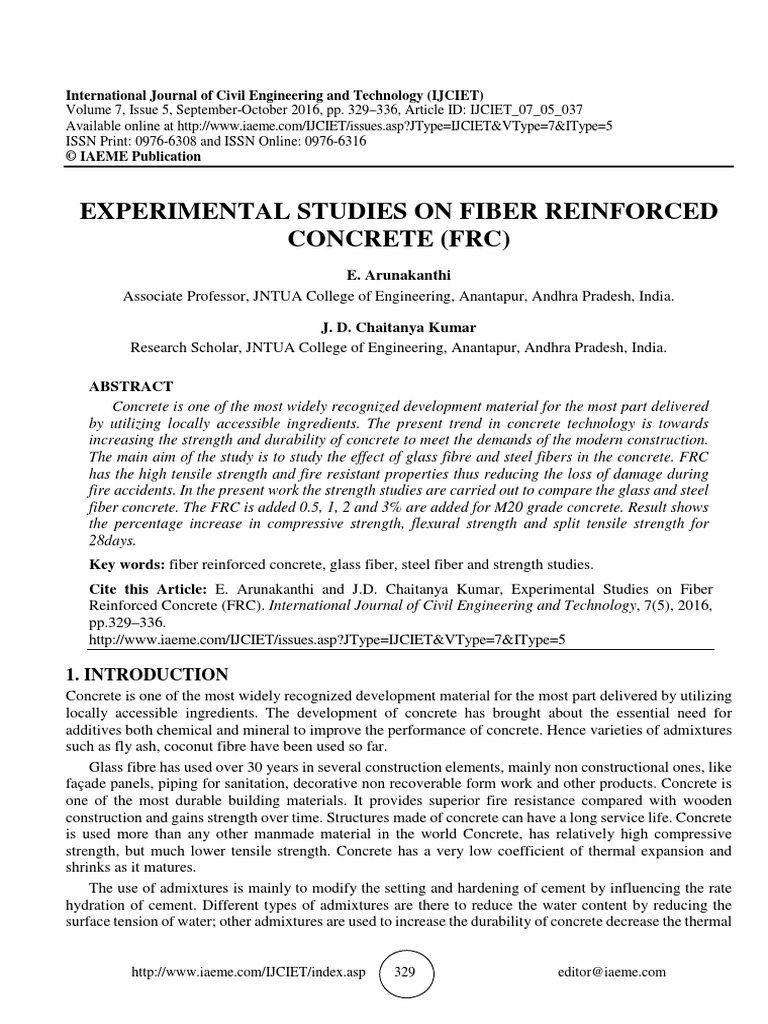 Reference 101. Experimental Studies On Fiber Reinforced Concrete PDF ...