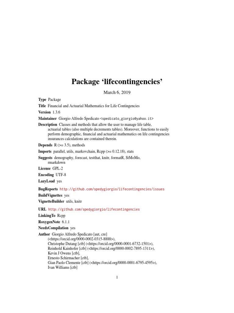 Lifecontingencies PDF | PDF | Present Value | Bond Duration