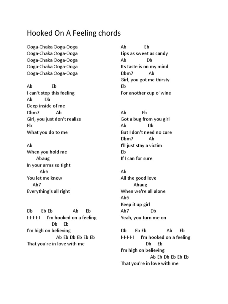 08 hooked on a feeling chords pdf
