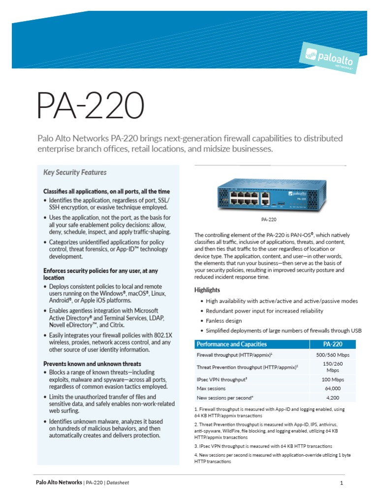 Pa 220 | PDF | Virtual Private Network | Firewall (Computing)