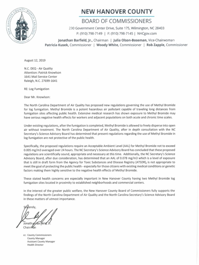 Log Fumigation Letter From NHC | PDF