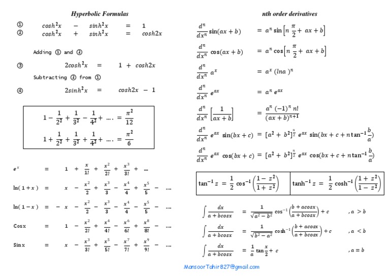 Nth Order Derivative Formulas | PDF | Geometric Measurement ...