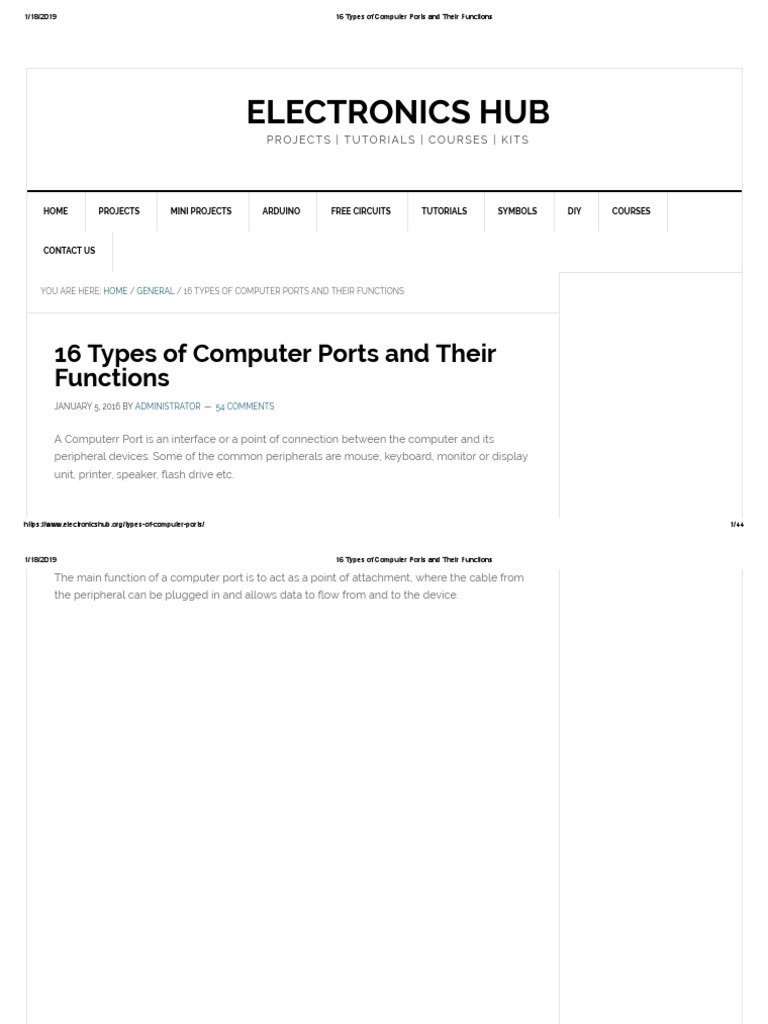 16 Types of Computer Ports and Their Functions | PDF | Usb | Electrical ...