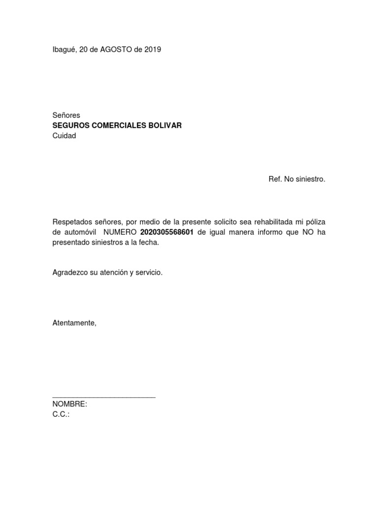 carta-de-no-siniestro-pdf-riesgo-financiero-seguro