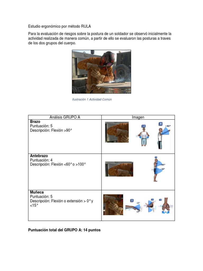 Estudio Ergonómico Por Método RULA | Descargar gratis PDF | Factores ...