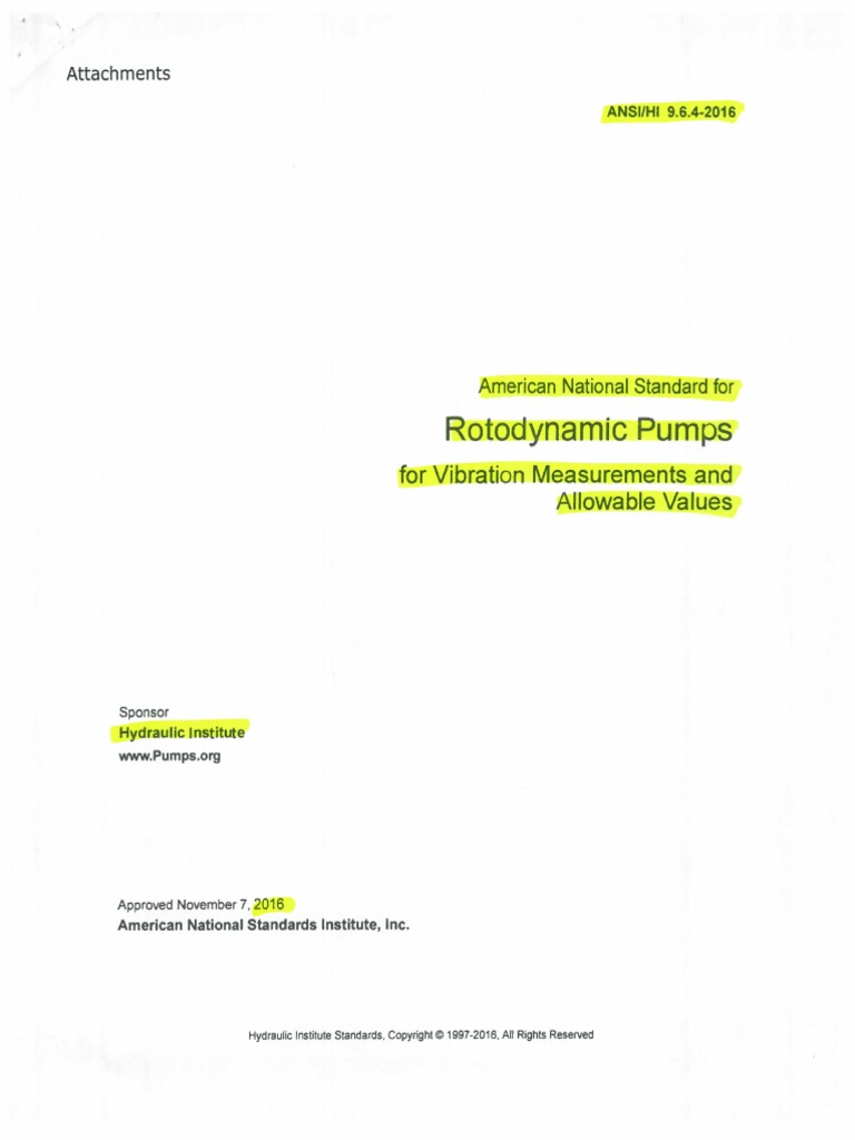 ANSI HI 9.6.4-2016 Rotodynamic Pumps for Vibration Measurements and ...