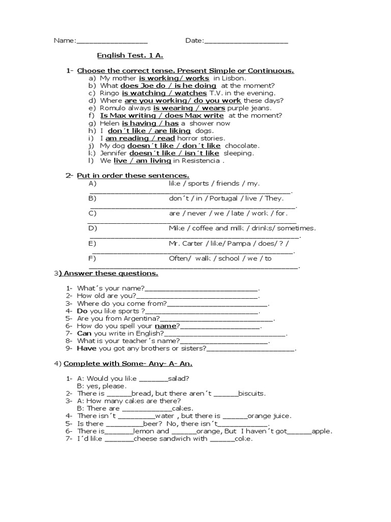 1-Choose The Correct Tense. Present Simple or Continuous | PDF | Career ...