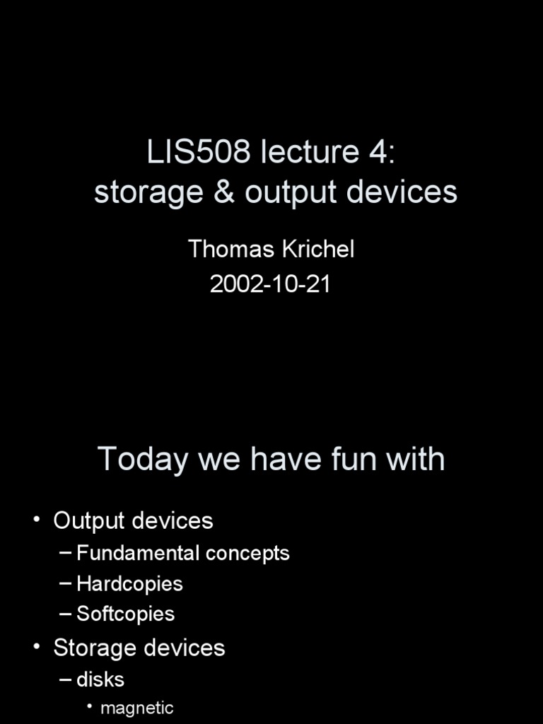 Storage and Output Devices Overview | PDF | Printer (Computing ...