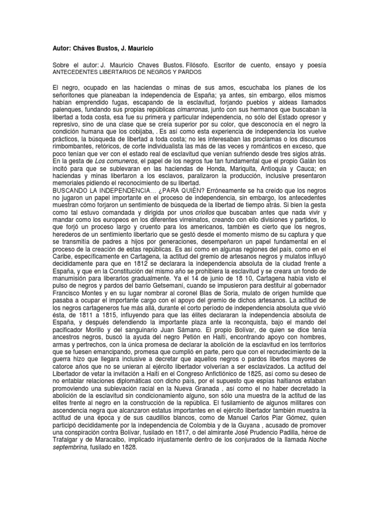 Papel de negros en la independencia | PDF | Esclavitud | Abolicionismo