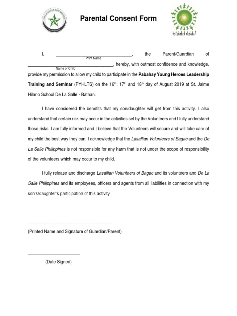 Parental Consent for Leadership Training | PDF