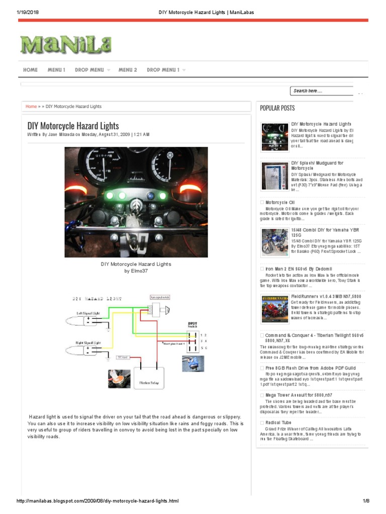 DIY Motorcycle Hazard Lights ManiLabas PDF Switch Relay