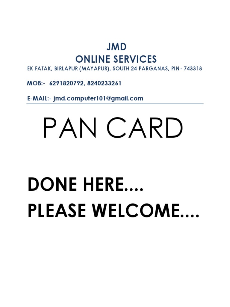 JMD Online Services - PAN Card Assistance | PDF