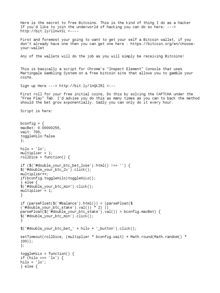 Free Bitcoin Hi Lo Hack