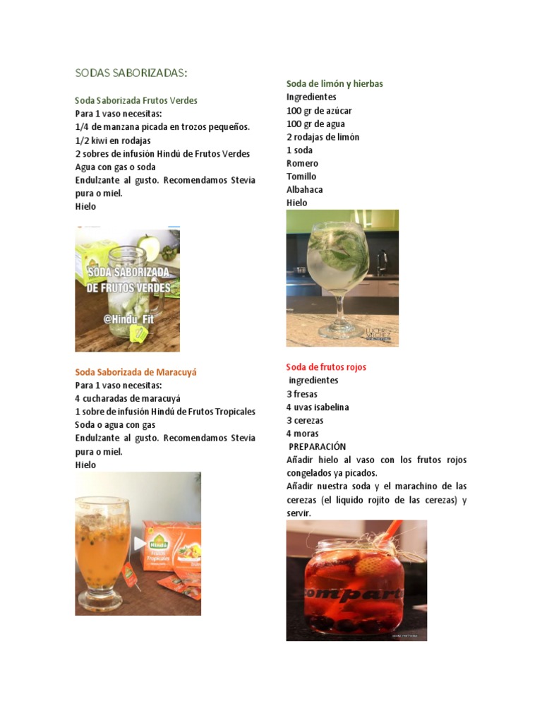 Sodas Saborizadas | PDF | Agua carbonatada | Miel
