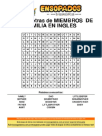 Sopa de Letras de Miembros de Familia en Ingles