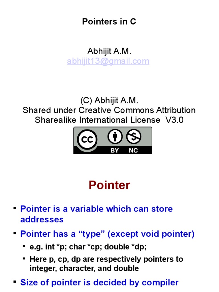 Abhijit A.M.: Pointers in C | PDF | Pointer (Computer Programming) | C ...