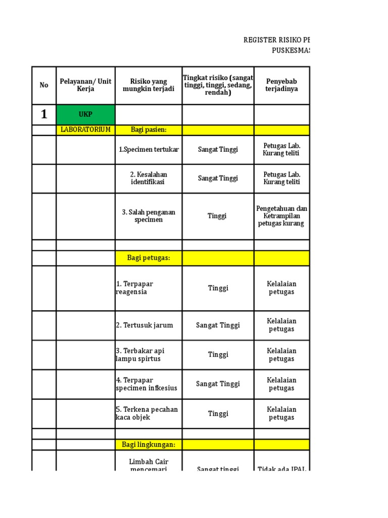Risiko Pelayanan Admen dan UKM Puskesmas | PDF