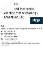 Reads and Interprets Electric Meter Readings. M6Me-Ivd-10 Objectives