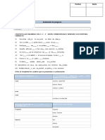 Evaluación de progreso con ejercicios de completar palabras y cuadros sobre escritura de sustantivos y adjetivos