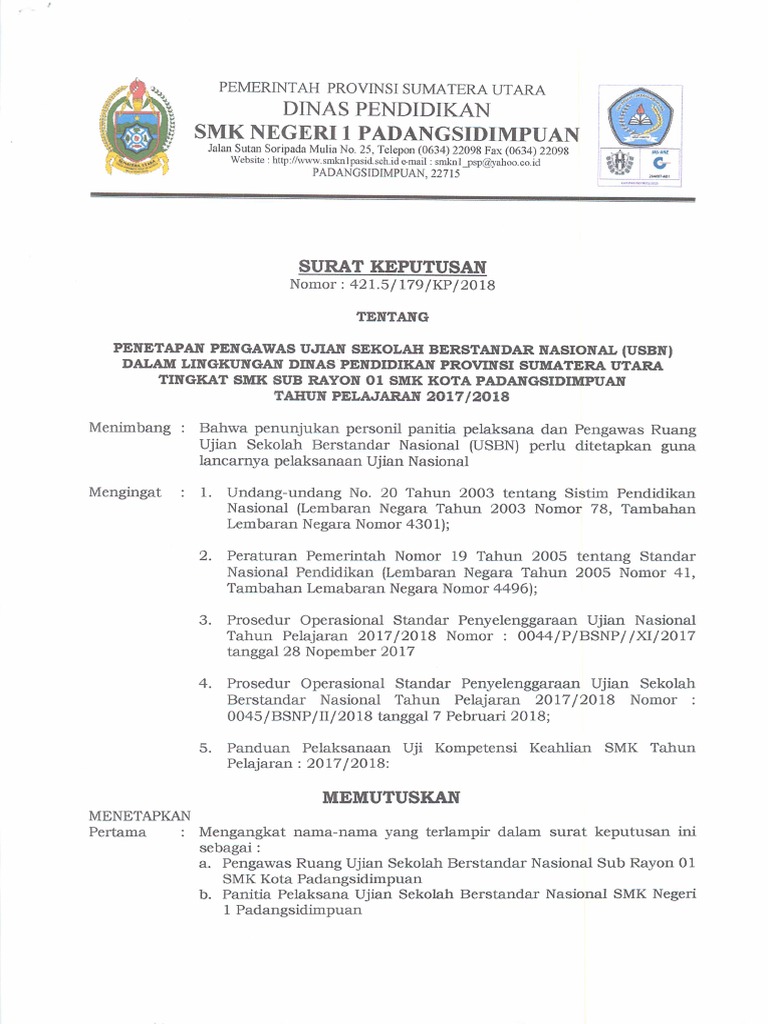 Contoh Surat Keputusan  PDF