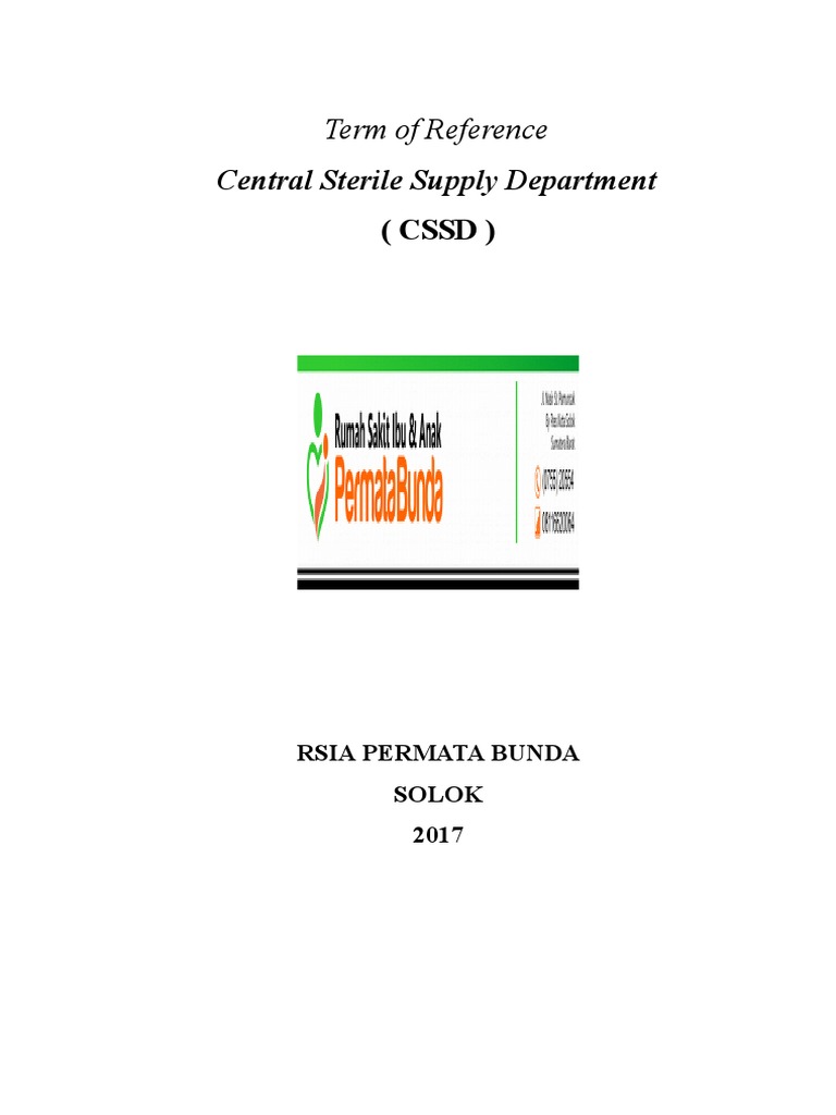 TOR Pelatihan CSSD | PDF