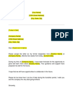 Resignation Letter Format