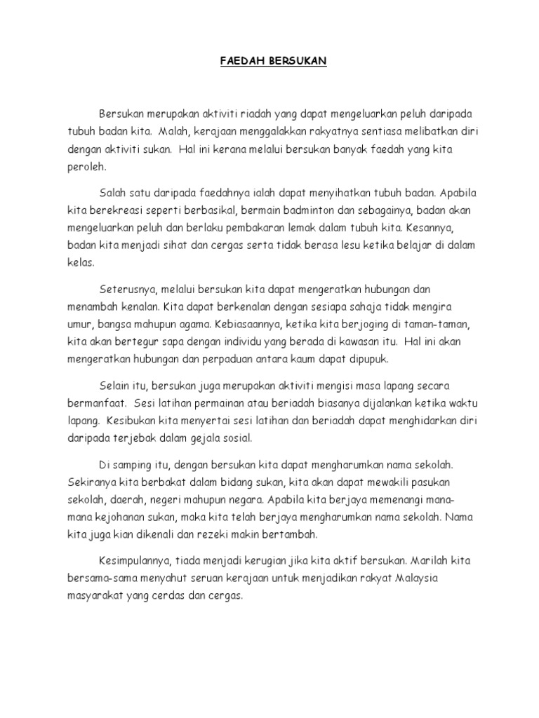Faedah Bersukan Pdf