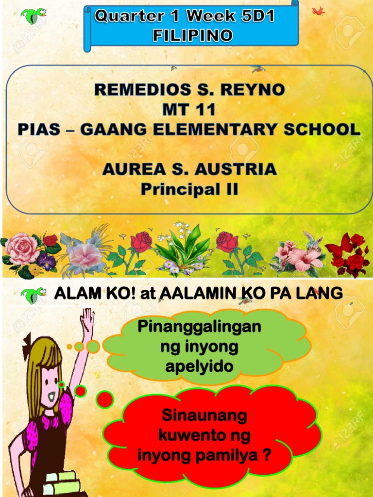 Q1 W5 D1 Filipino | PDF