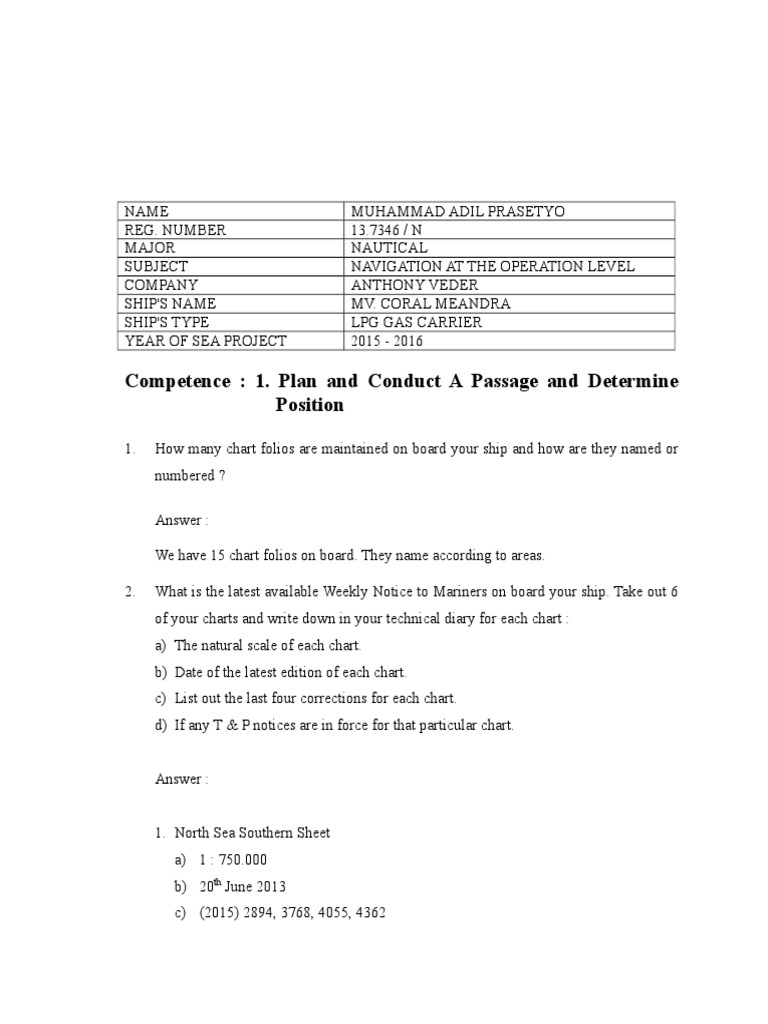 Navigation Competence Report 2015-2016 | PDF | Tide | Navigation