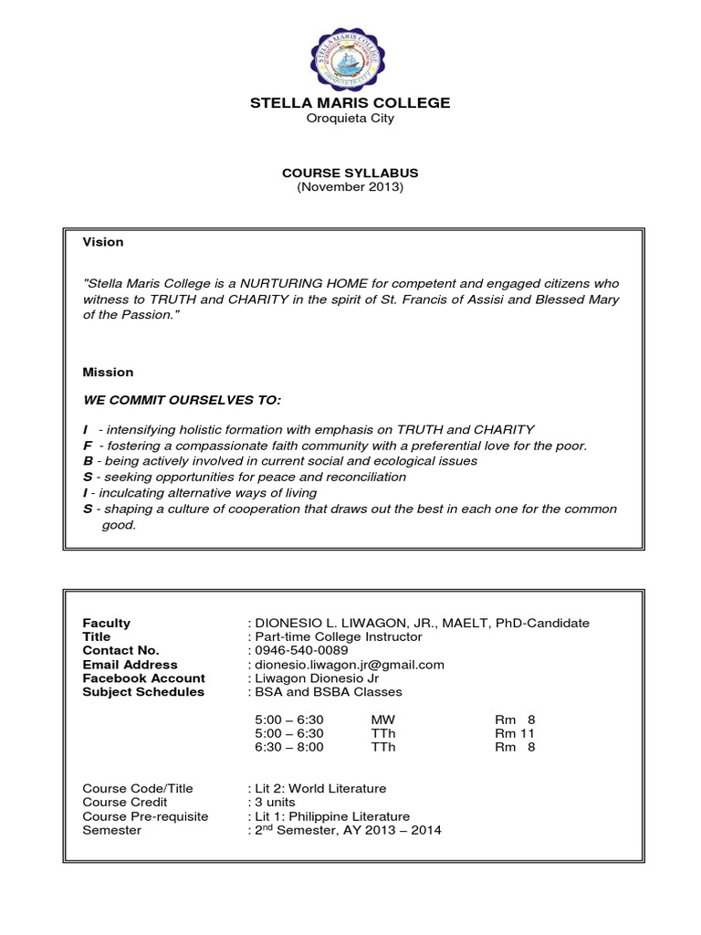 World Literature Course Syllabus | PDF | Test (Assessment) | Poetry