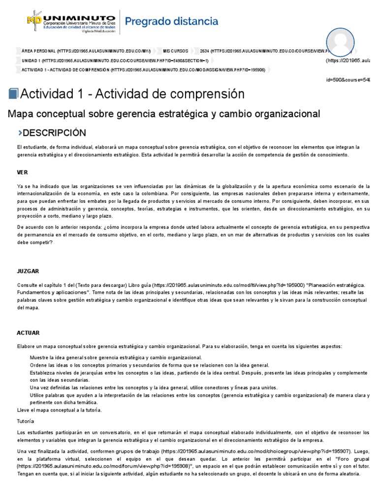 Mapa Conceptual Sobre Gerencia Estratégica Y Cambio Organizacional