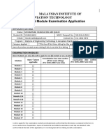 Malaysian Institute of Aviation Technology DCAM Part 66 Module Examination Application Form