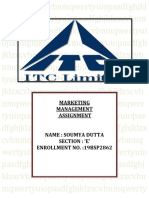 Marketing Management Assignment Name: Soumya Dutta Section: E' Enrollment No.:19Bsp2862