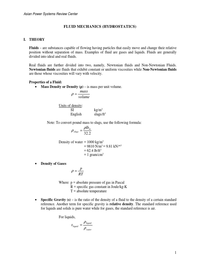 Fluid Mechanics: Hydrostatics Overview | PDF | Fluid Mechanics | Pressure
