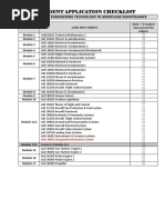 Student Application Checklist: Diploma of Engineering Technology in Aeroplane Maintenance