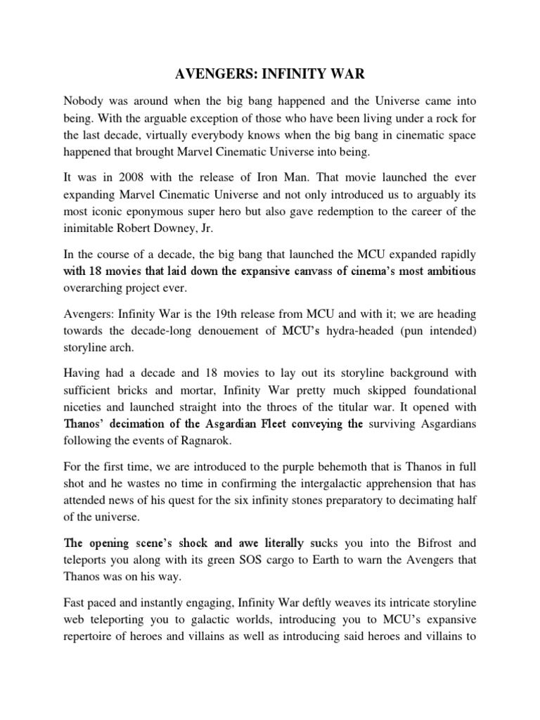 Avengers Infinity War Pdf Marvel Comics Marvel Entertainment