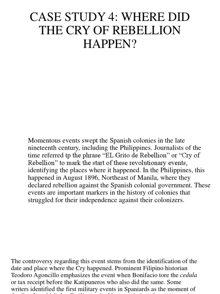 Where Did The Cry of Rebellion Happen? PDF