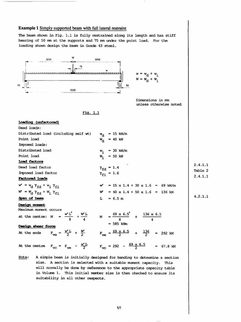 Design of Simply Supported Steel Beam With Full Lateral Restraint