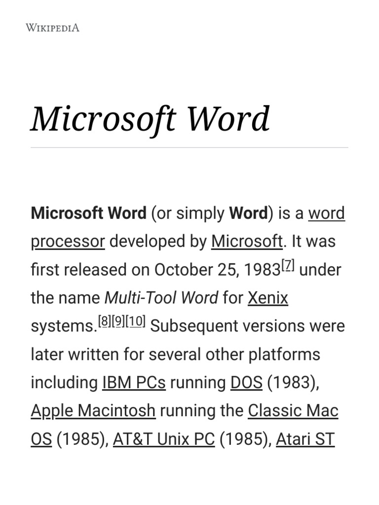 Microsoft Word - Wikipedia, PDF, Microsoft Word