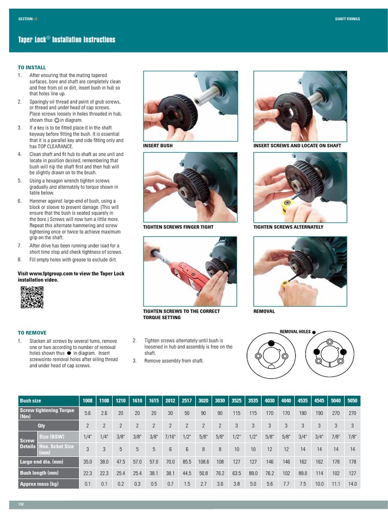 690 06 Fenner Taper Lock Installation Download Free PDF Screw