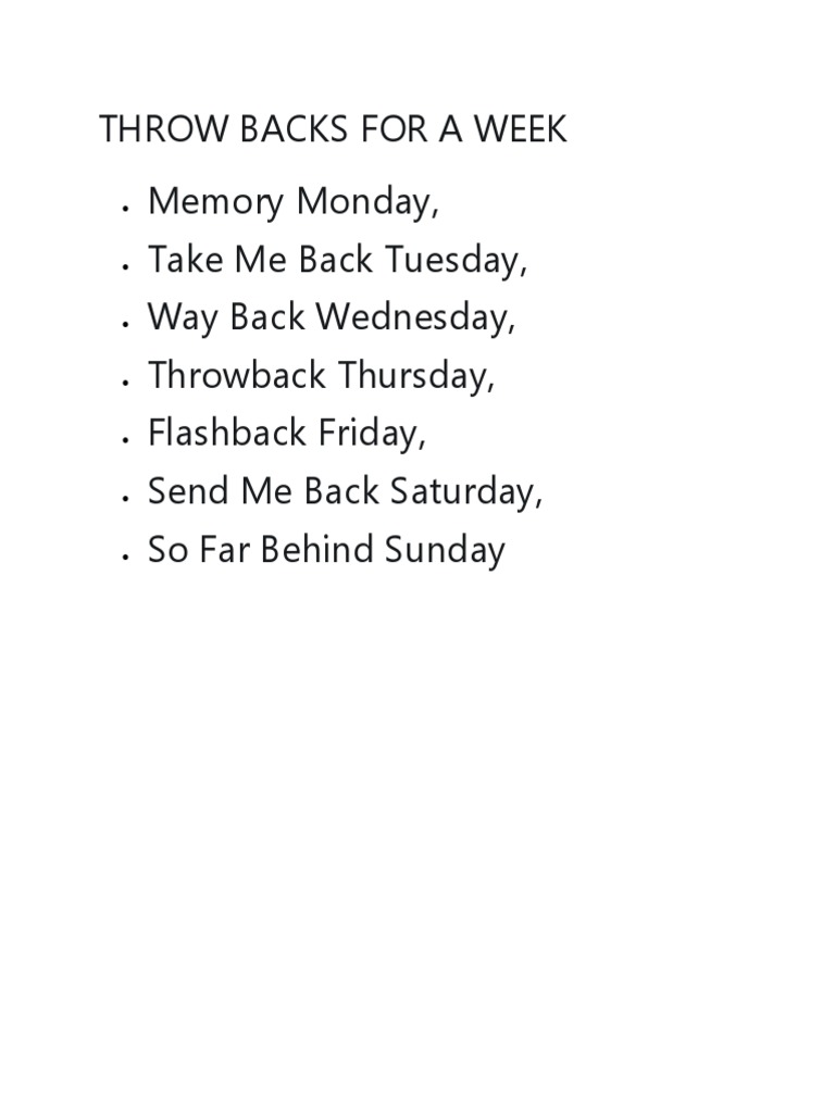 Nostalgic Week: Daily Throwbacks | PDF