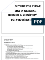 I Year Diploma in Nursing Course Outline