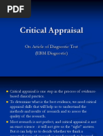 Critical Appraisal: On Article of Diagnostic Test (EBM-Diagnostic)