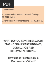 Competencies: 1. Draws Conclusions From Research Findings Cs - Rs12-Iih-J-1 2. Formulates Recommendations - Cs - Rs12-Iih-J-2