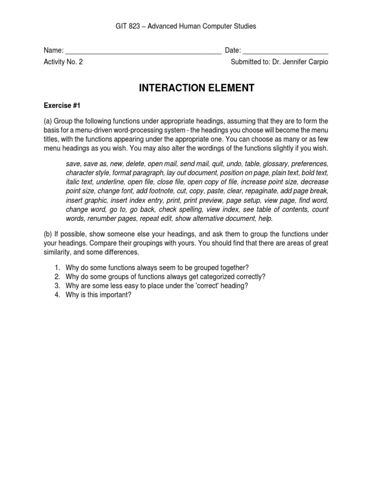 Advanced Human-Computer Interaction Exercises | PDF | Menu (Computing ...